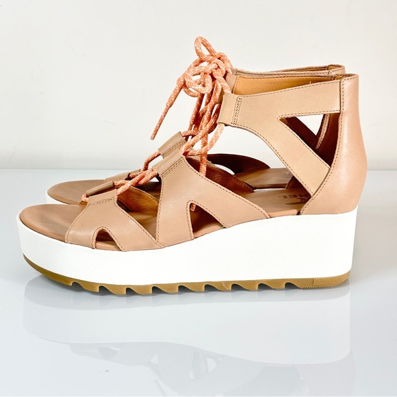 NEW Sorel Cameron Lace Up Wedge Sneaker Sandal Beige 11 Gladiator - Picture 4 of 9